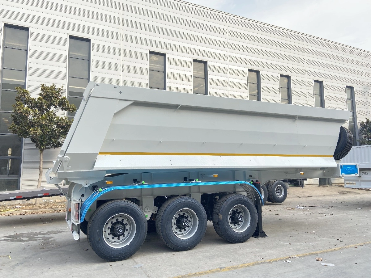 Preliminary engineering drawing of the three-axle rear tipper semi trailer