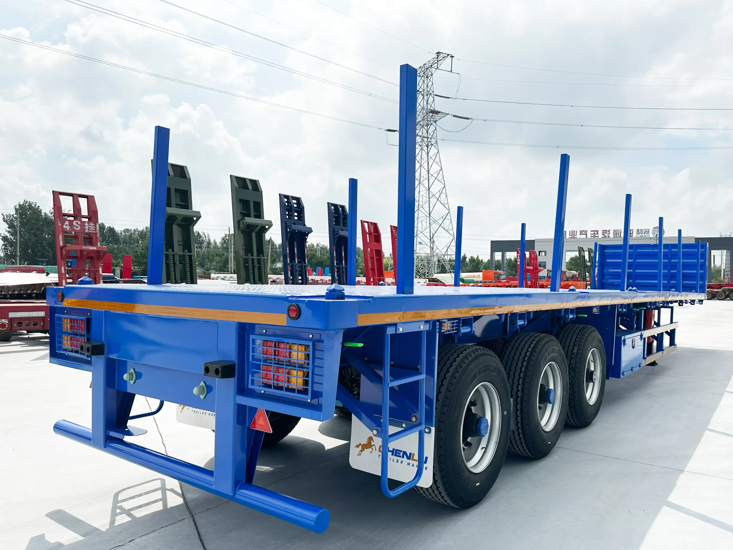 Three-axle running gear and landing gear