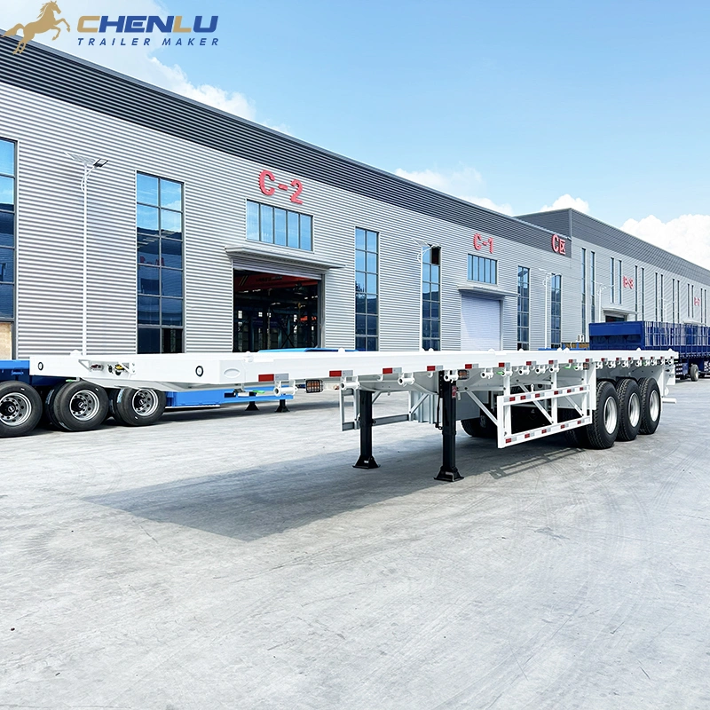 White flatbed semi trailer chassis
