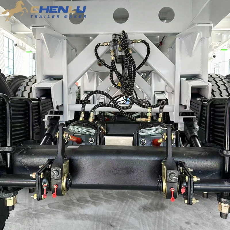 Suspension and underframe of a four-axle flatbed trailer