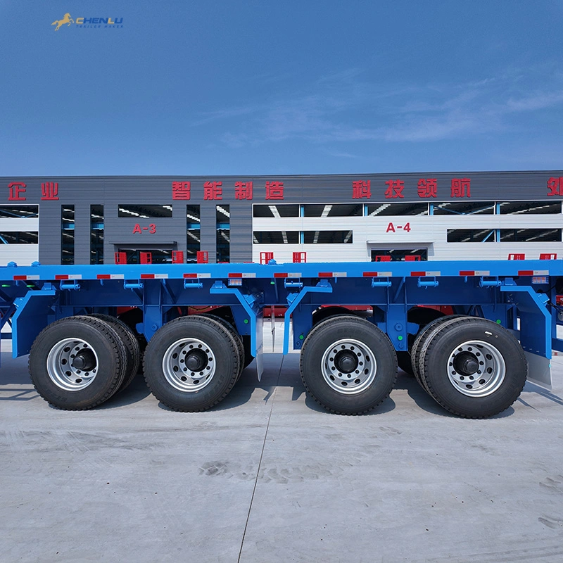 Landing gear and toolbox beneath an aluminum flatbed semi trailer