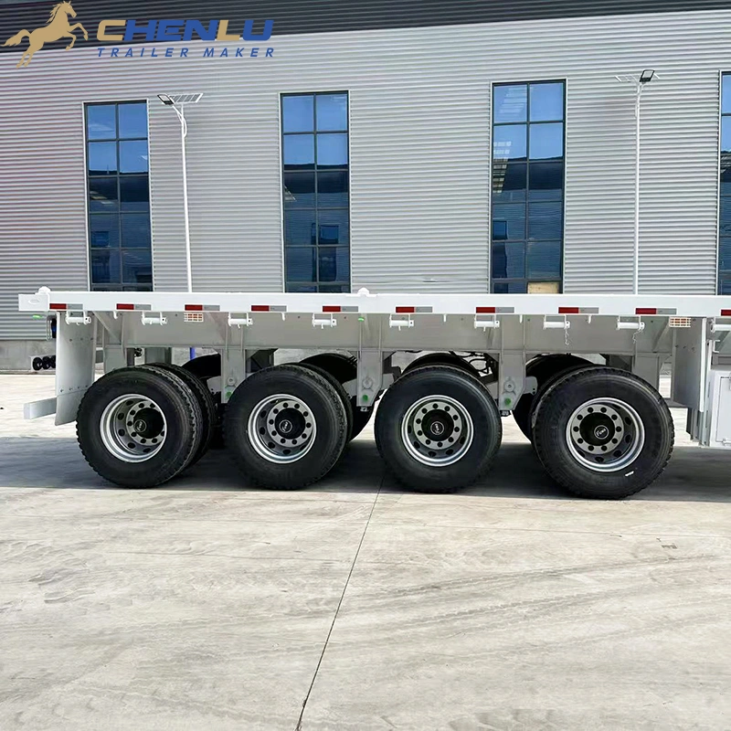 Four-axle running gear on heavy-duty flatbed trailer