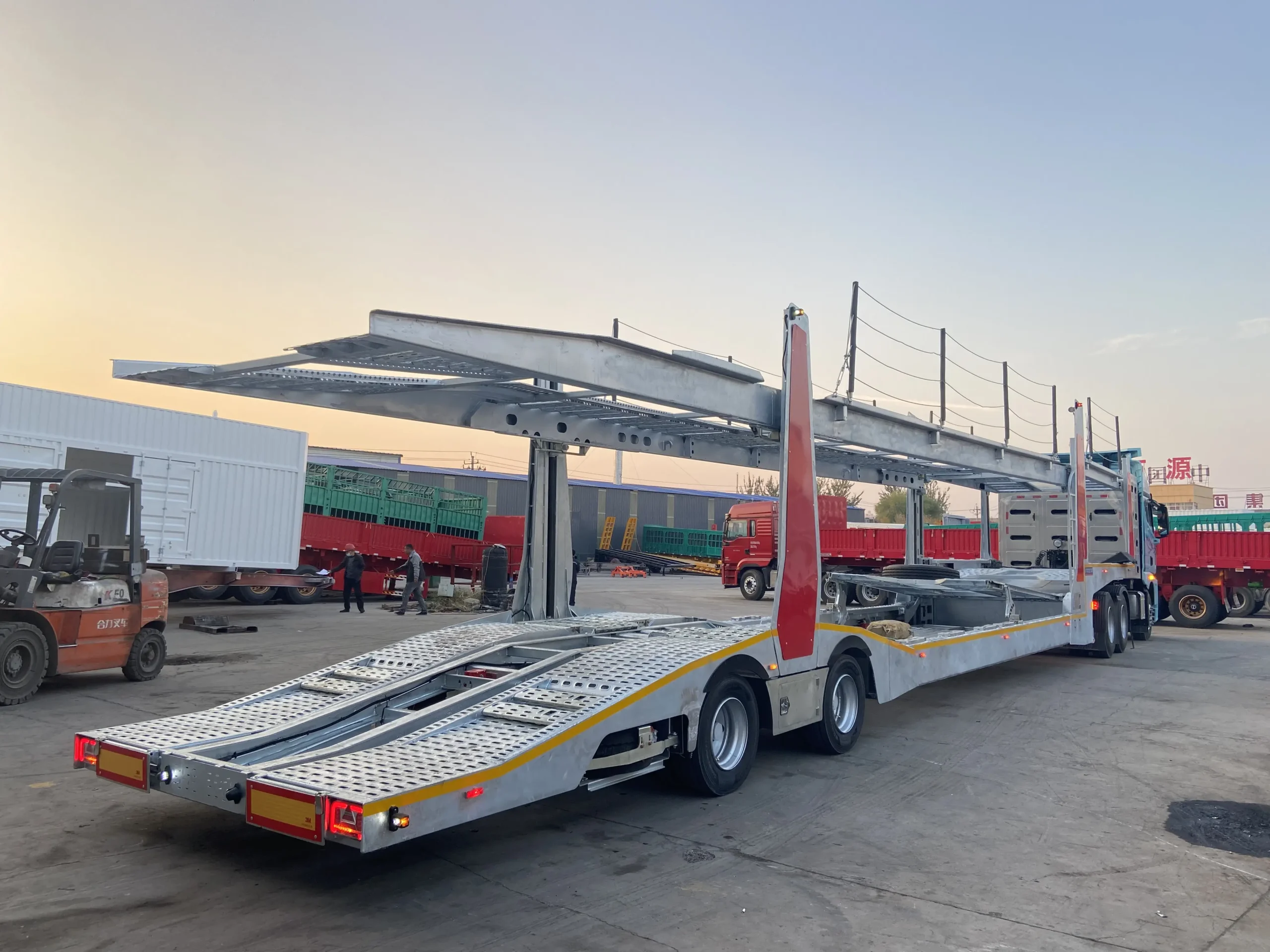Galvanized upper deck on passenger car carrier trailer