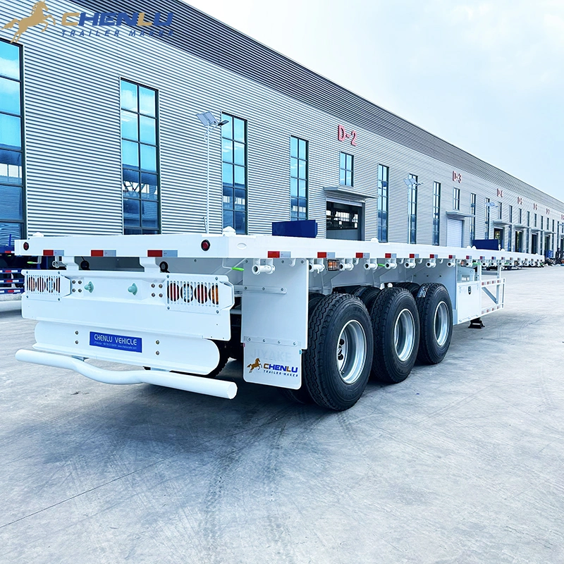 12.5m 3 axle flatbed semi trailer factory exterior view