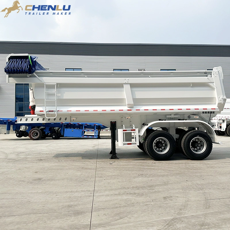Underbody storage box and landing gear on dump semi trailer