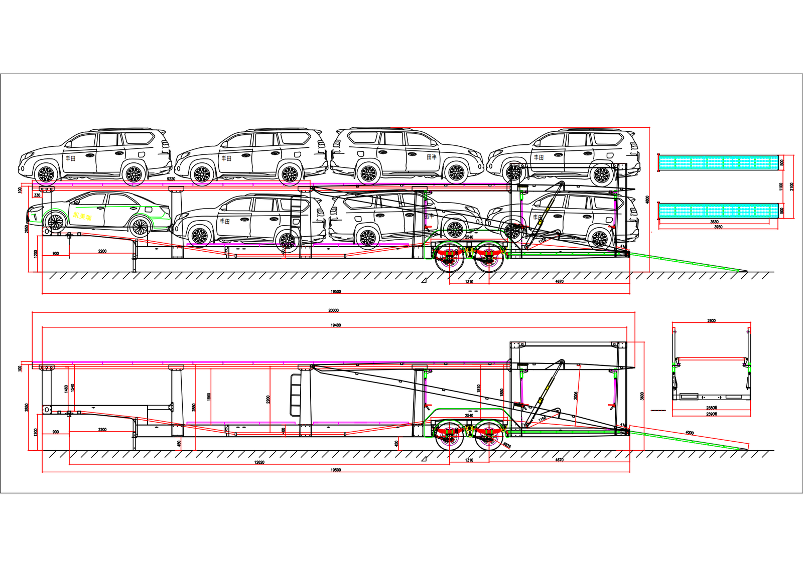 CHENLU car carrier and curtain side semi-trailers