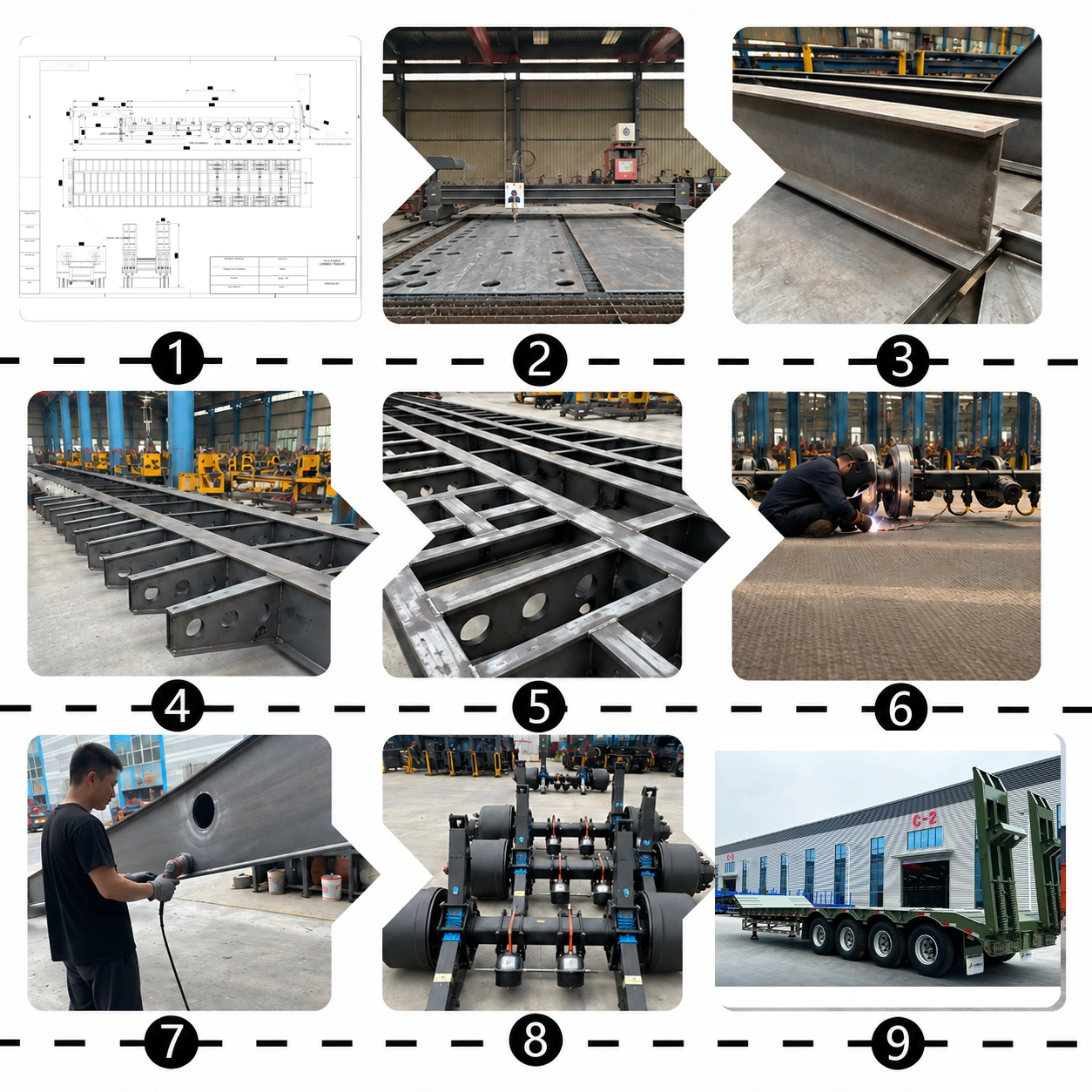Four-Axle Lowbed Trailer Production Process