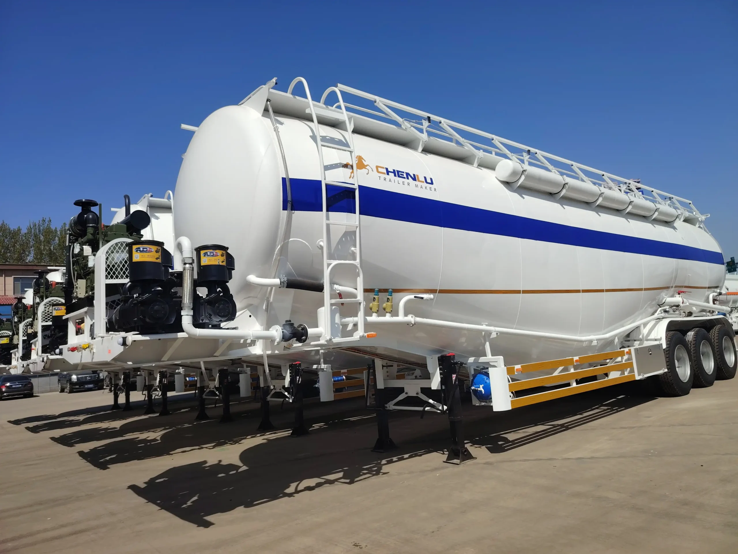 Three-axle cement tanker front equipment detail