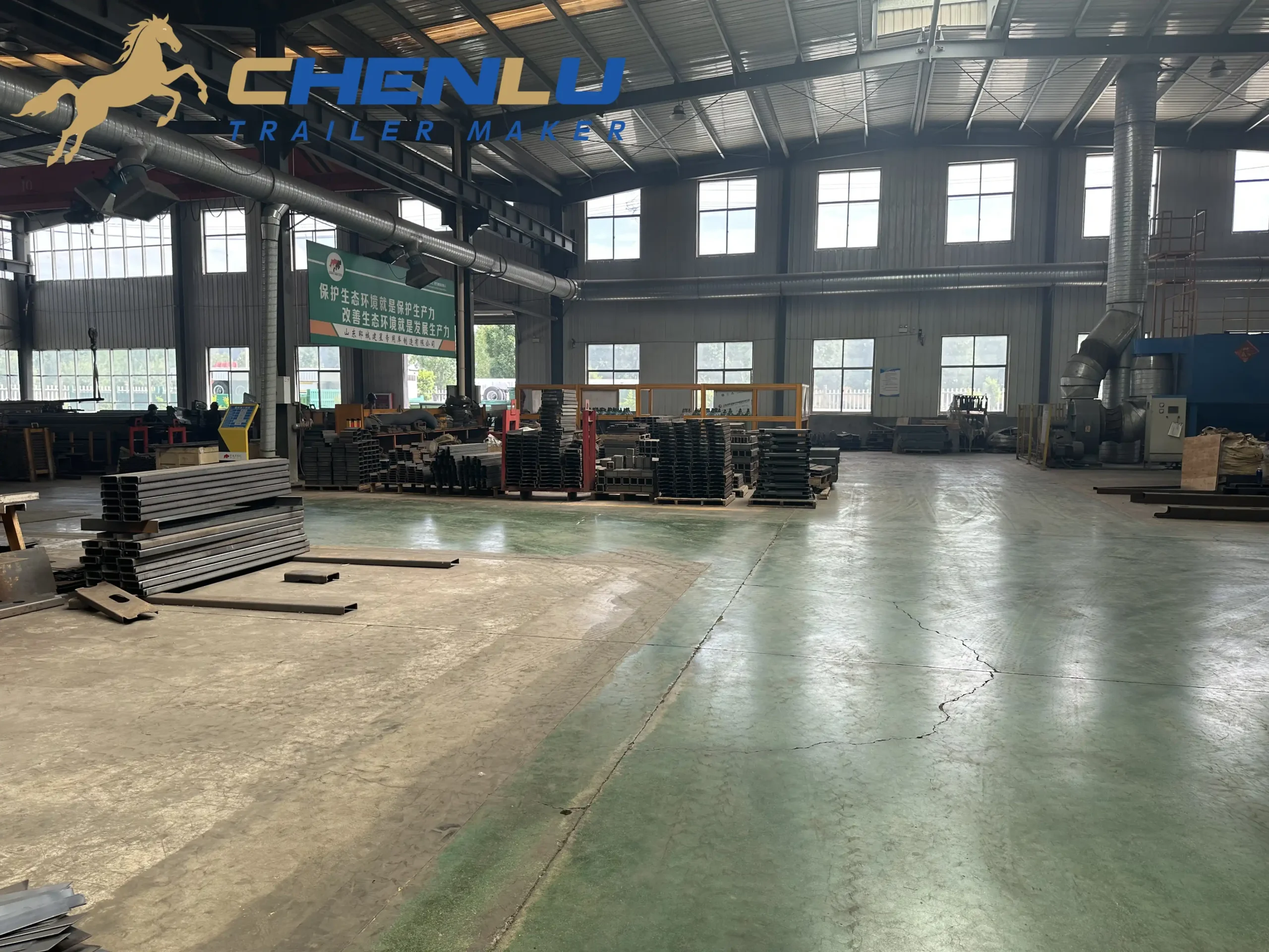 Semi-trailer manufacturing area at the CHENLU factory