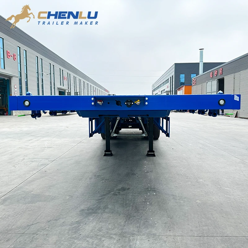 Front frame and landing legs on the flatbed trailer