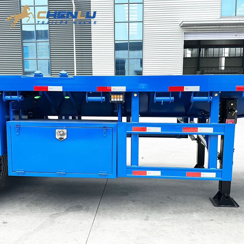 Toolbox and side protection beneath the blue platform