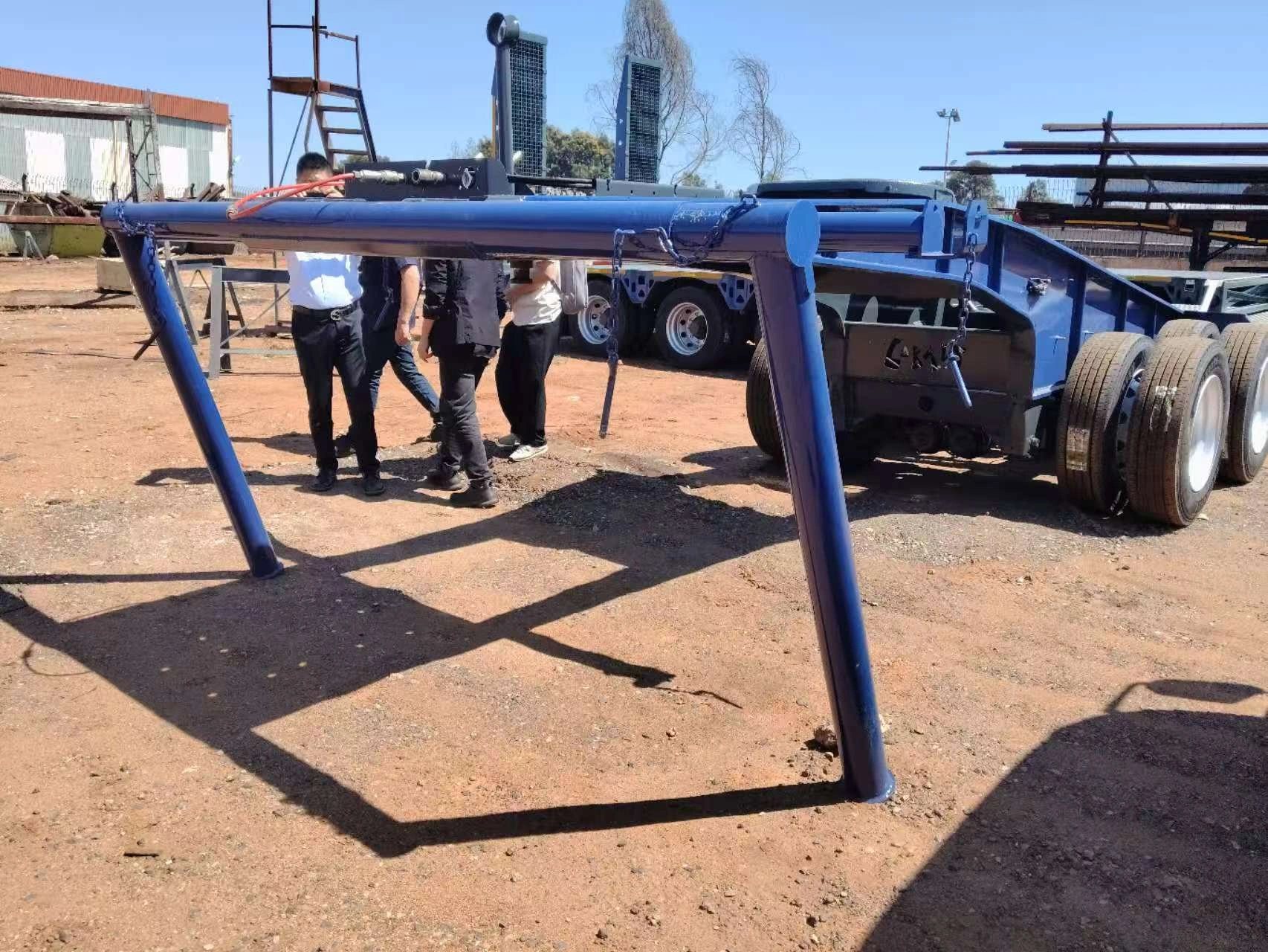 Trailer chassis and axle assembly being fabricated in an East African workshop