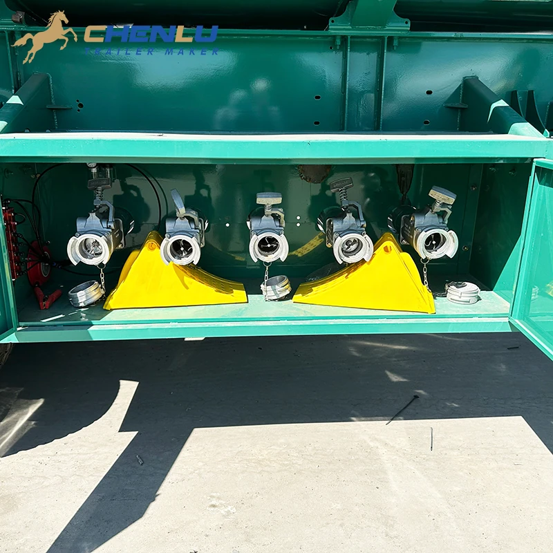 Five discharge outlets inside the tanker side cabinet