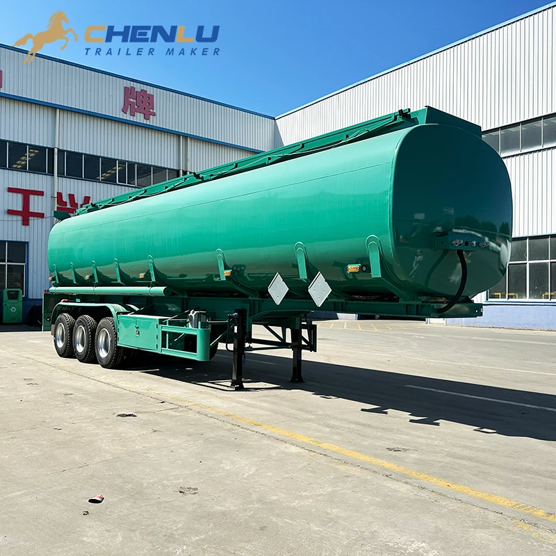 Second front view of the green fuel tanker semi-trailer