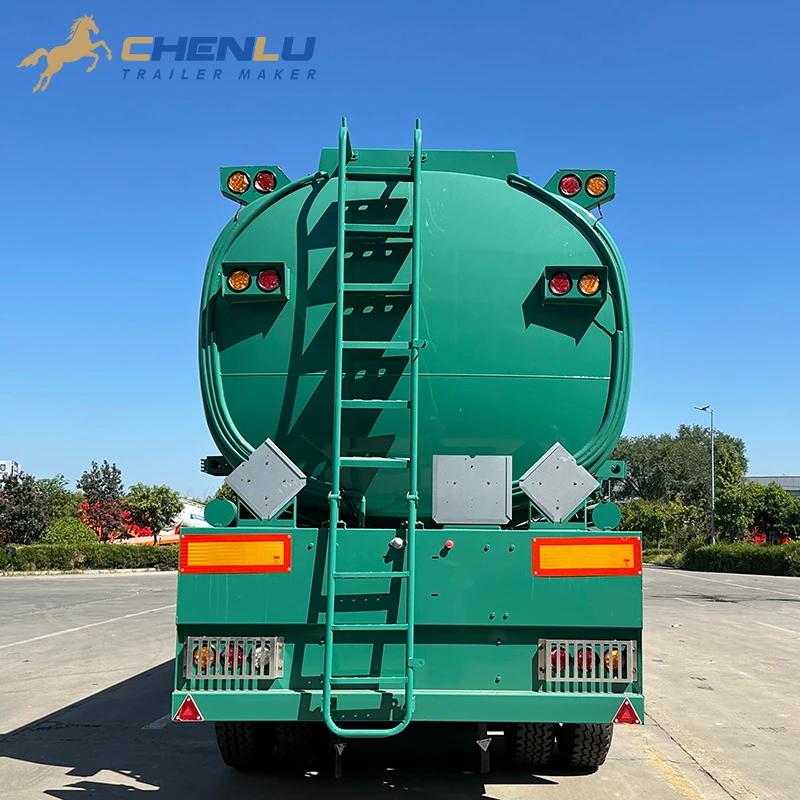 Rear ladder and lighting on the fuel tanker trailer