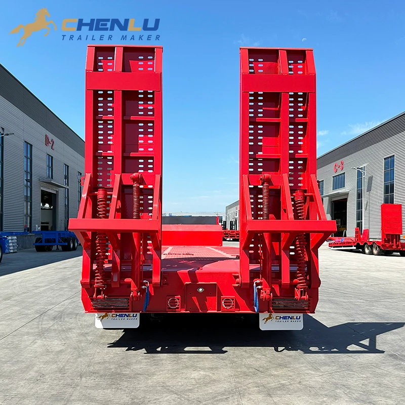 Pair of spring-assisted rear ramps on the five-axle lowbed trailer