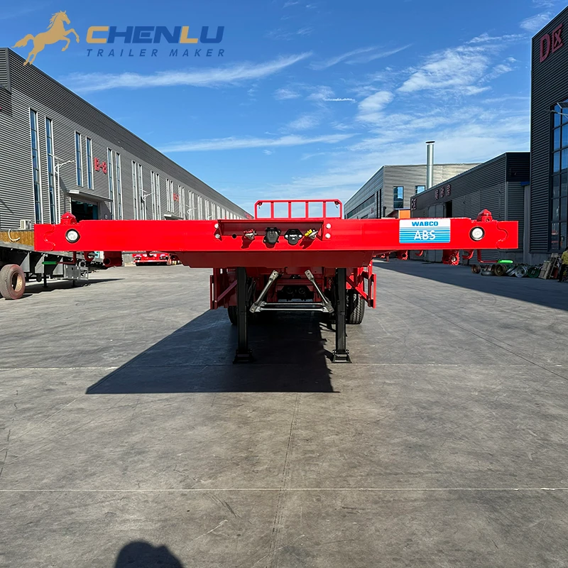 Front connections and landing legs on the four-axle flatbed trailer