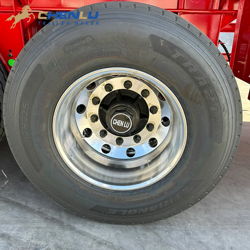 12R22.5 tyre and wheel fitted to the photographed flatbed trailer