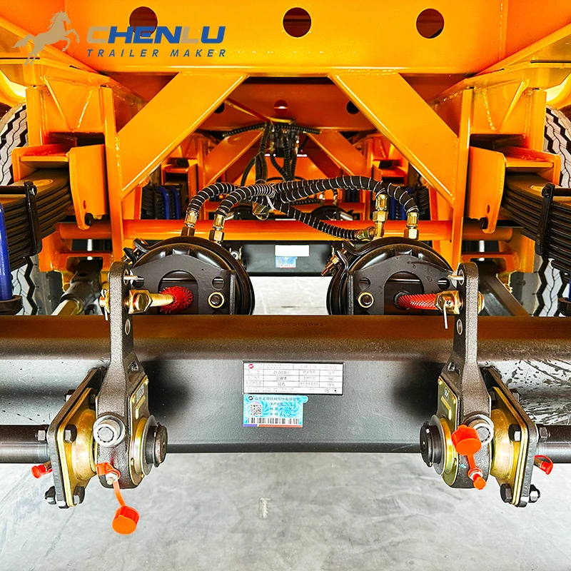Mechanical leaf-spring suspension on the three-axle flatbed trailer