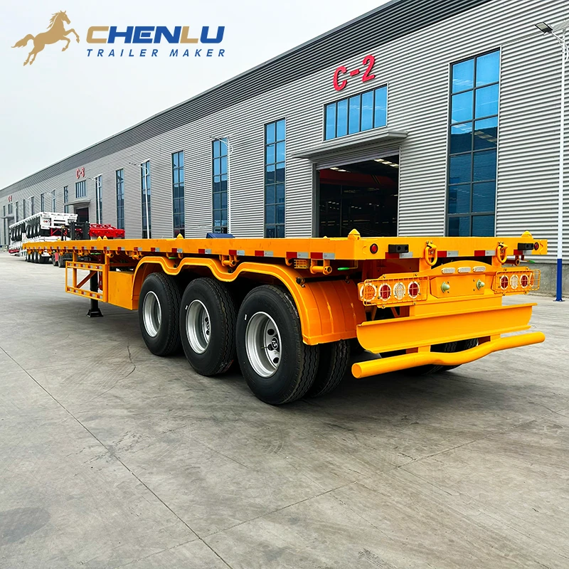 60 Ton 3 Axle Flatbed Semi Trailer