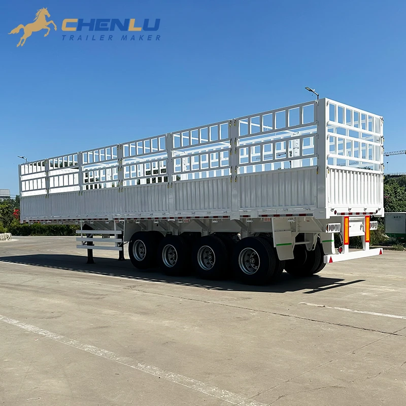 Rear three-quarter view of the white fence cargo trailer
