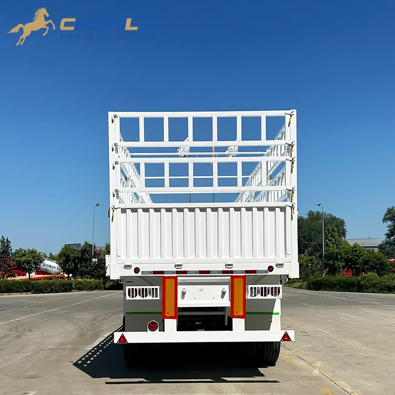 Rear gate, lamps and rear guard on the four-axle fence trailer