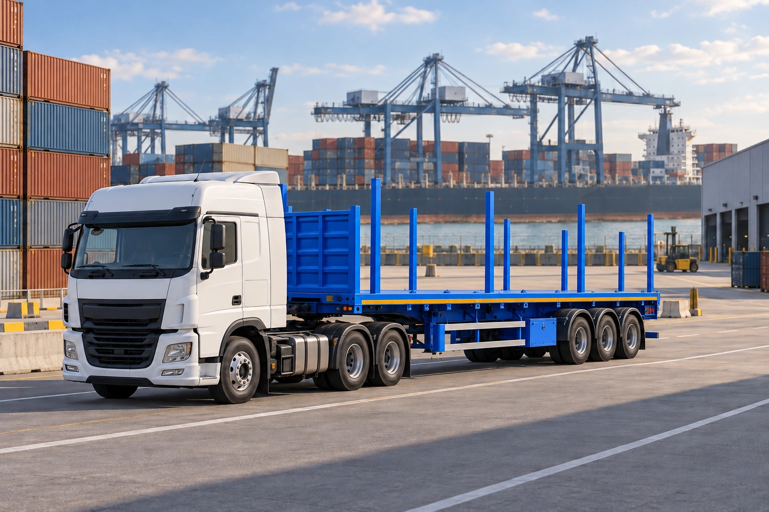 Container truck at a port terminal