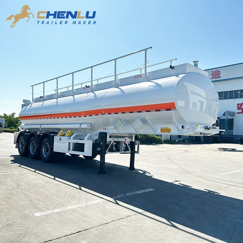 White 9000 litre three axle fuel tanker trailer for fuel delivery